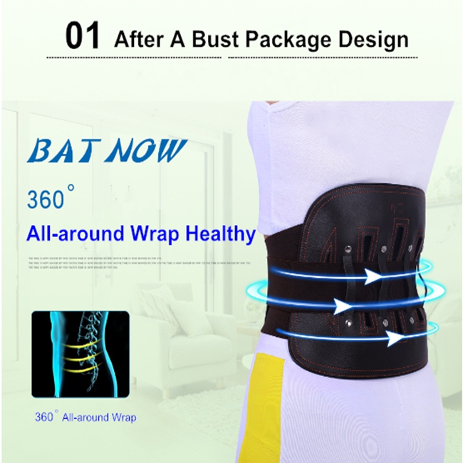 Soulagement en cuir de ceinture de soutien de dos lombaire de plaques d'acier la douleur de la taille